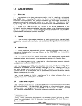 Code for Unplanned Encounters at Sea (CUES) as agreed upon at the 14th Western Pacific Naval Symposium