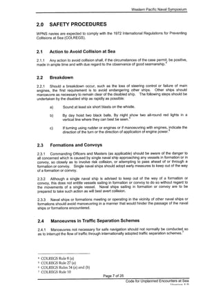Code for Unplanned Encounters at Sea (CUES) as agreed upon at the 14th Western Pacific Naval Symposium