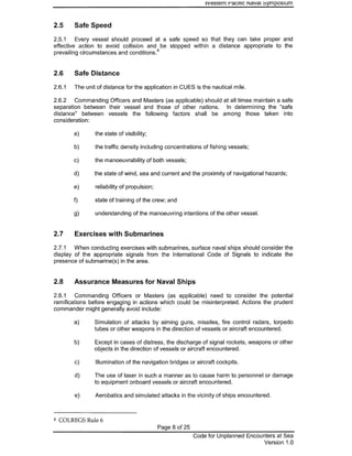 Code for Unplanned Encounters at Sea (CUES) as agreed upon at the 14th Western Pacific Naval Symposium