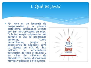 Uqe E Java CUESTIONARIO JAVA | PPTX