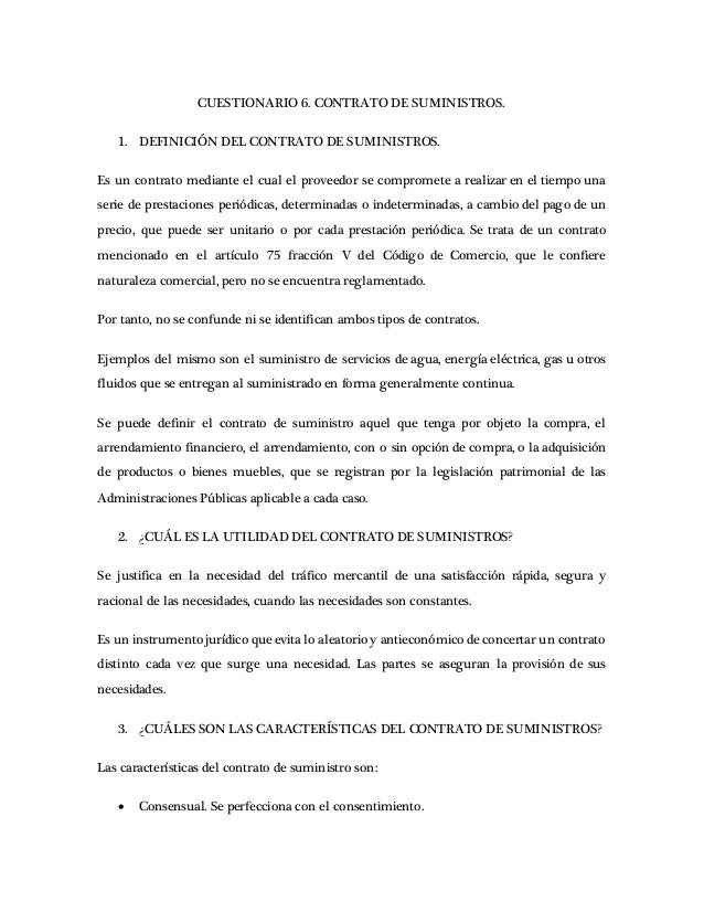 Contratos Mercantiles. Cuestionario 06. Contrato de