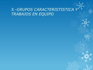 5.-GRUPOS CARACTERISTISTICA Y
TRABAJOS EN EQUIPO
 