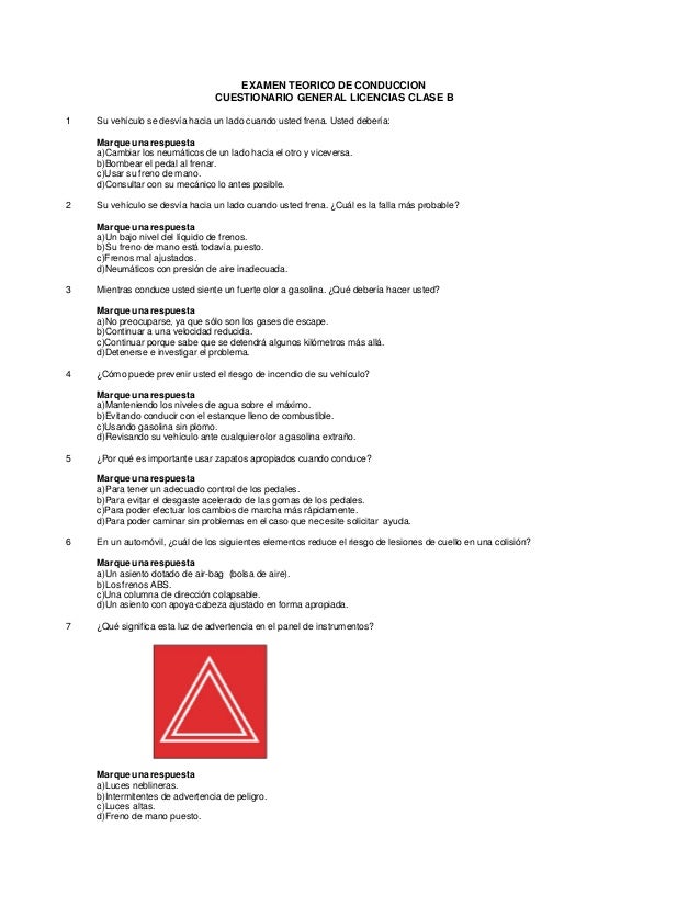 preguntas de examen de conducir clase b cuestionario clase b preguntas de examen de conducir clase b cuestionario clase b