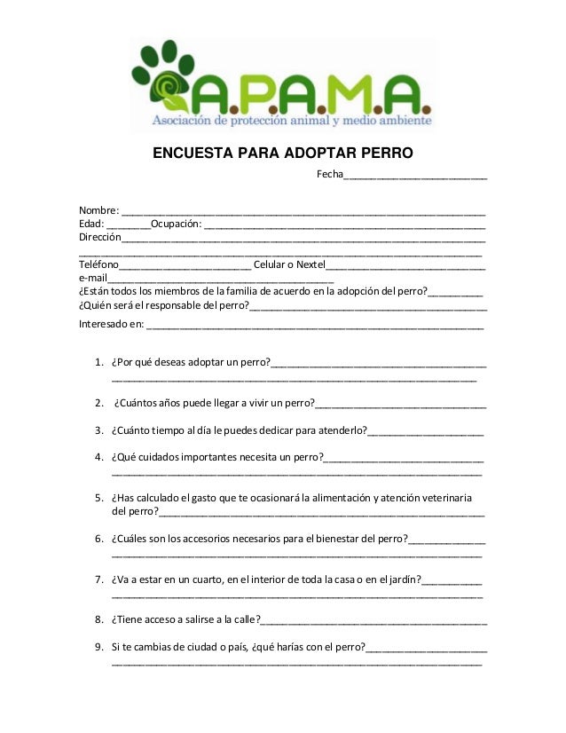 Cuestionario de adopción