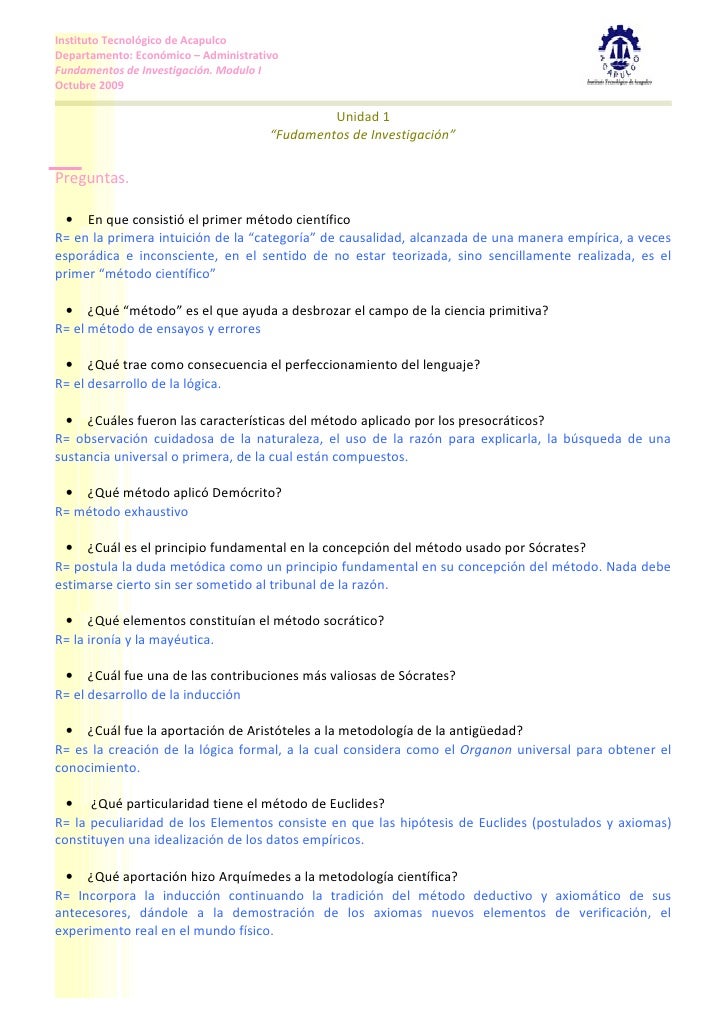Cuestionario de apoyo unidad 1 fundamentos de investigacion