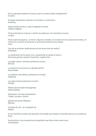 Cuestionario de biología