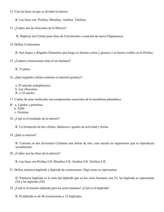 Cuestionario de biologia 1