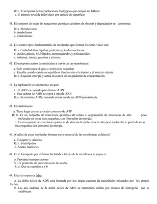 Cuestionario de biologia 1