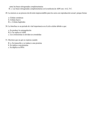 Cuestionario de biologia 1