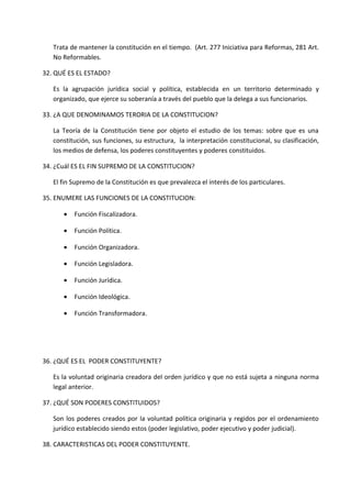 Cuestionario de derecho constitucional | DOC