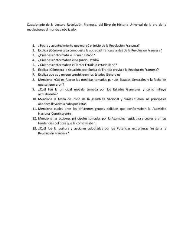 preguntas revolucion francesa cuestionario de la lectura revoluci 243 n francesa preguntas revolucion francesa cuestionario de la lectura revoluci 243 n francesa