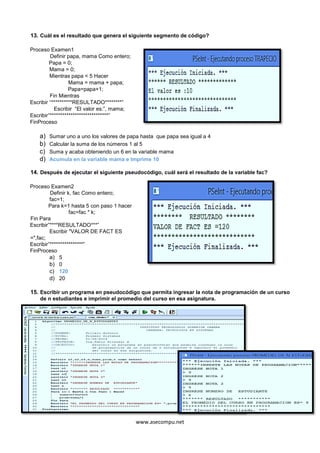 CUESTIONARIO DE PROGRAMACION I | PDF
