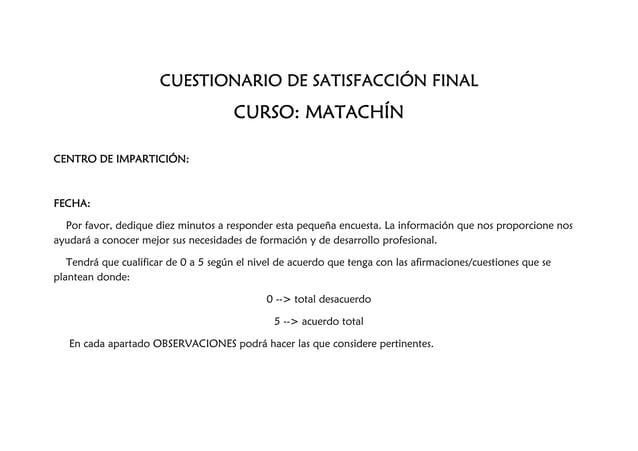 Cuestionario De Satisfacci n Fina Ll