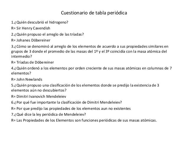cuestionario de tabla peridica 1quin descubri el hidrogeno - Quien Ordeno La Tabla Periodica De Los Elementos Quimicos cuestionario de tabla peridica 1quin descubri el hidrogeno - Quien Ordeno La Tabla Periodica De Los Elementos Quimicos