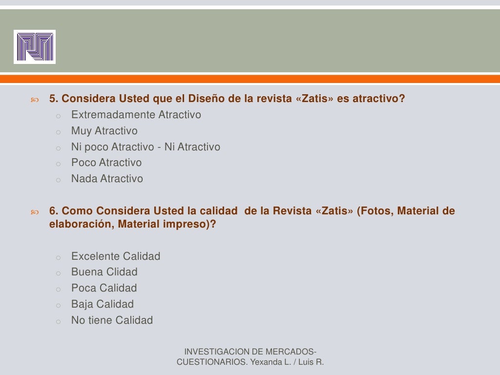 Cuestionario en investigacion de mercados