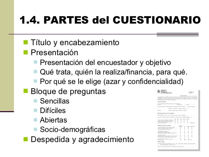 Cuestionario para investigar el mercado