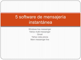 Windows livemessengerYahoomultimessengerGmailYahoo vista previaMsmmessengerlive5 software de mensajería instantánea
