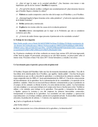 Cuestionario y trabajos primero historia | PDF