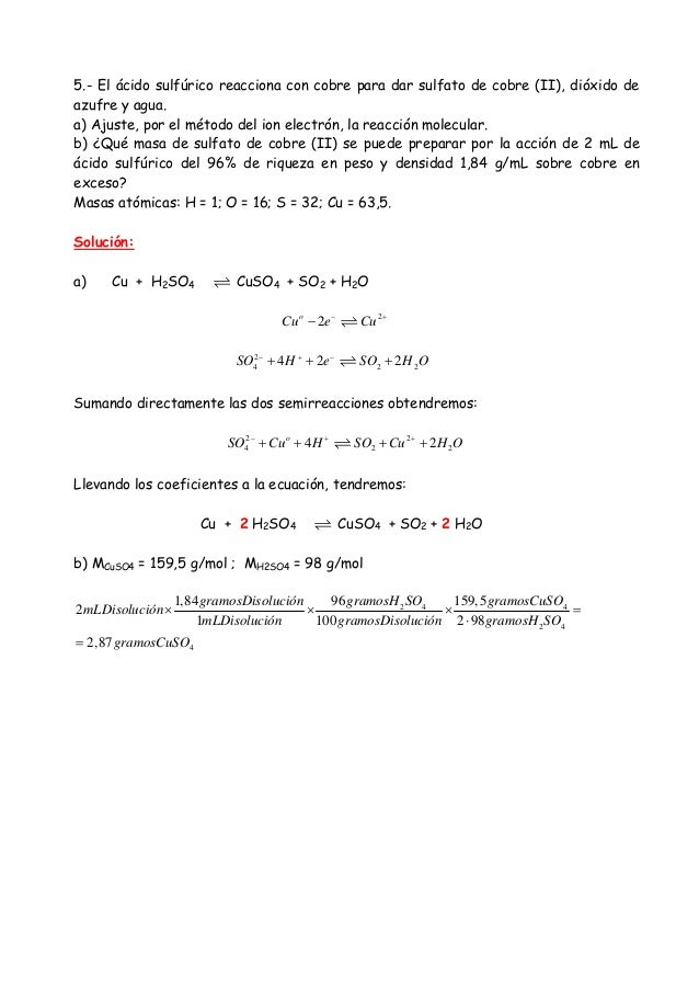 I2 Hno3 Hio3 No2 H2o Cuestiones problemas redox