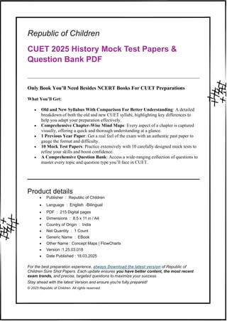 CUET 2025 History Mock Test Papers & Question Bank PDF Free Download | PDF