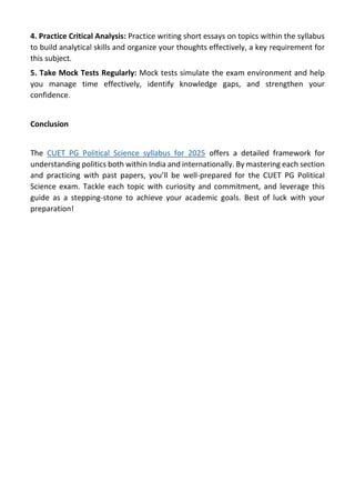 CUET PG Political Science Syllabus 2025: A Comprehensive Guide for ...