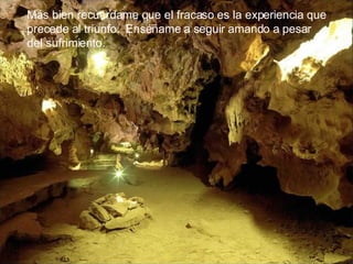 Más bien recuérdame que el fracaso es la experiencia que precede al triunfo.  Enséñame a seguir amando a pesar del sufrimiento. 