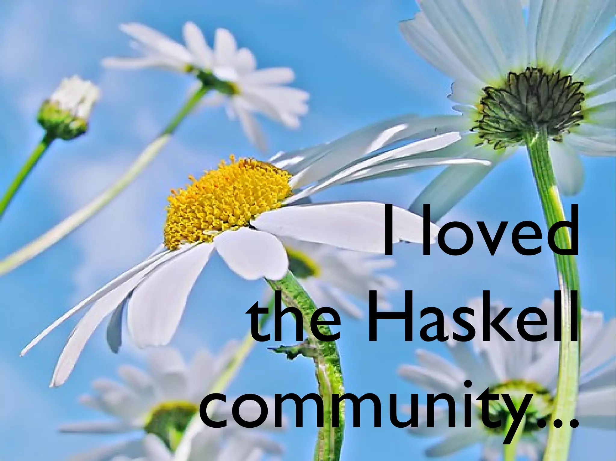 I loved
 the Haskell
community...
 