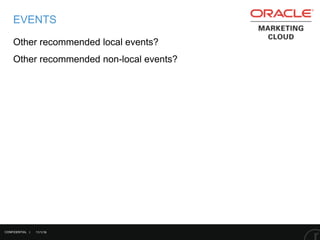 11/1/16CONFIDENTIAL |
Other recommended local events?
Other recommended non-local events?
EVENTS
 