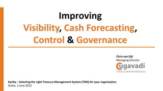 Improving
Visibility, Cash Forecasting,
Control & Governance
Kyriba – Selecting the right Treasury Management System (TMS) for your organization
Dubai, 1 June 2015
Chris van Dijl
Managing Director
 