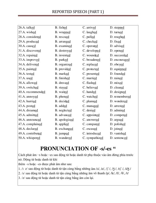 BÀI PHÁT BIỂU ĐƯỢC BÁO CÁO (PHẦN 1) 26.A.  nói chuyện B. đánh cá C. đến D. bước 27.A.  ước gì B. quấn C. cười D. bước sang tuổi 28.A.  c ...