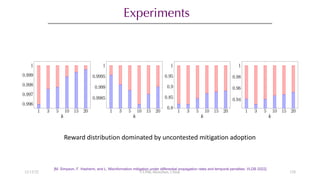 Experiments
[M. Simpson, F. Hashemi, and L. Misinformation mitigation under differential propagation rates and temporal penalties. VLDB 2022]
Reward distribution dominated by uncontested mitigation adoption
12/13/22 CUHK-Shenzhen, China 128
 