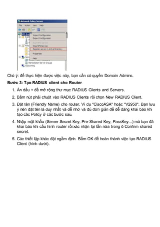 Cấu hình windows server 2008 làm radius server | DOCX