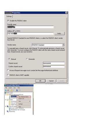 Cấu hình windows server 2008 làm radius server | DOCX