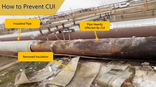 Pipe Heavily
Affected By CUI
Removed Insulation
Insulated Pipe
How to Prevent CUI
 