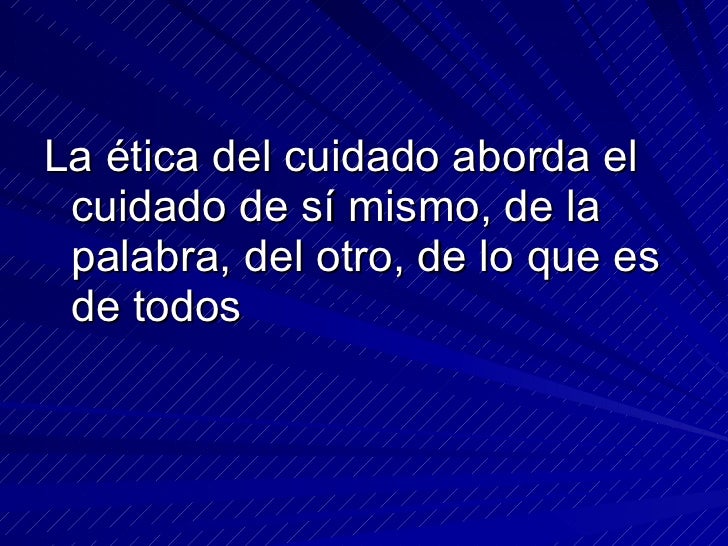Etica del Cuidado