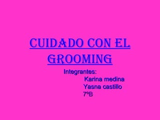 Cuidado con el grooming Integrantes: Karina medina Yasna castillo   7ºB 