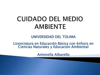 UNIVERSIDAD DEL TOLIMA
Licenciatura en Educación Básica con énfasis en
Ciencias Naturales y Educación Ambiental
Antonella Albarello
 