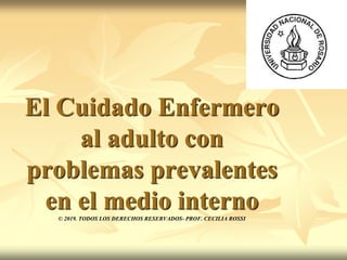 El Cuidado Enfermero
al adulto con
problemas prevalentes
en el medio interno© 2019. TODOS LOS DERECHOS RESERVADOS- PROF. CECILIA ROSSI
 