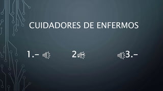 CUIDADORES DE ENFERMOS
1.- 2.- 3.-
 