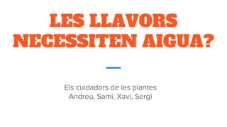LES LLAVORS
NECESSITEN AIGUA?
Els cuidadors de les plantes
Andreu, Sami, Xavi, Sergi
 