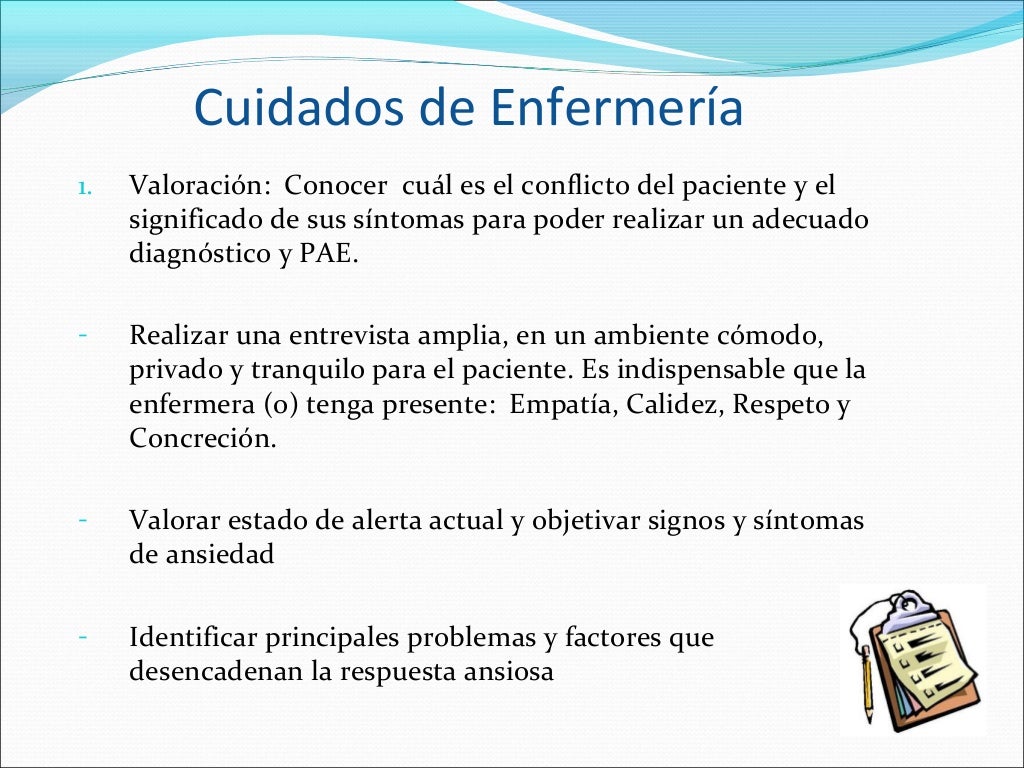 Cuidados de enfermería en pacientes con trastorno ansioso