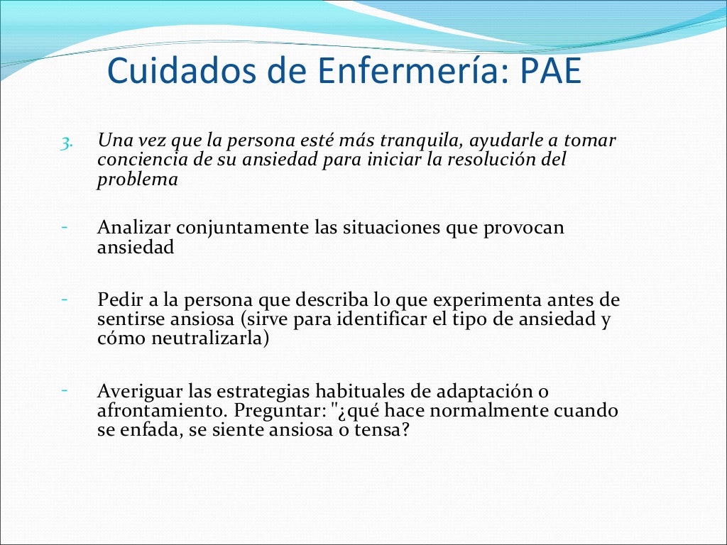 Cuidados de enfermería en pacientes con trastorno ansioso
