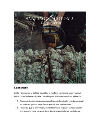 Santiago Coloma Romero: Cuidados Para Preservar Tu Madera