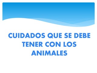 CUIDADOS QUE SE DEBE
TENER CON LOS
ANIMALES
 