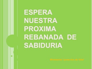 ESPERA
NUESTRA
PROXIMA
REBANADA DE
SABIDURIA
Ministerios *panecitos de Vida*