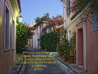 Procura, entonces, que
caiga tu simiente en el
surco abierto del
corazón de los hombres
y vigila su
futuro.
 