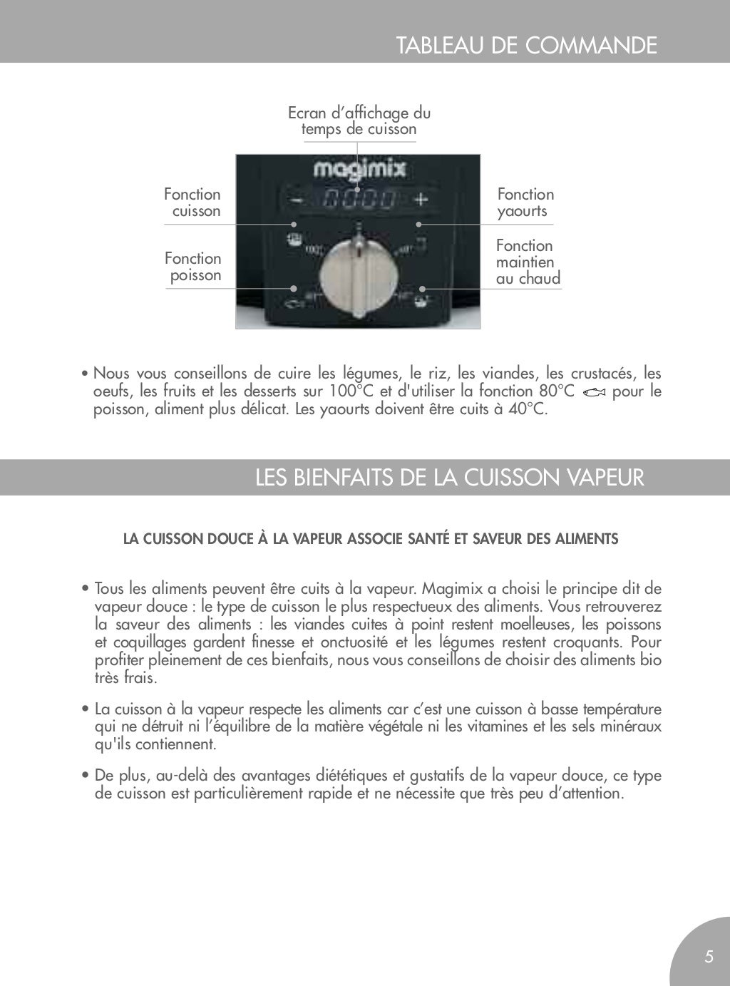 Cuiseur vapeur magimix mode d'emploi et recettes vapeur
