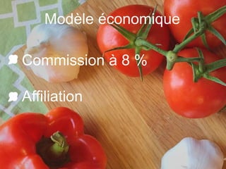 Modèle économique
Commission à 8 %
Affiliation
 