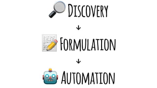 Discovery
↓!
Formulation
↓ !
Automation
 