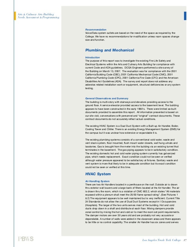 Proposal for Renovation of Culinary Arts School at Los Angeles Trade